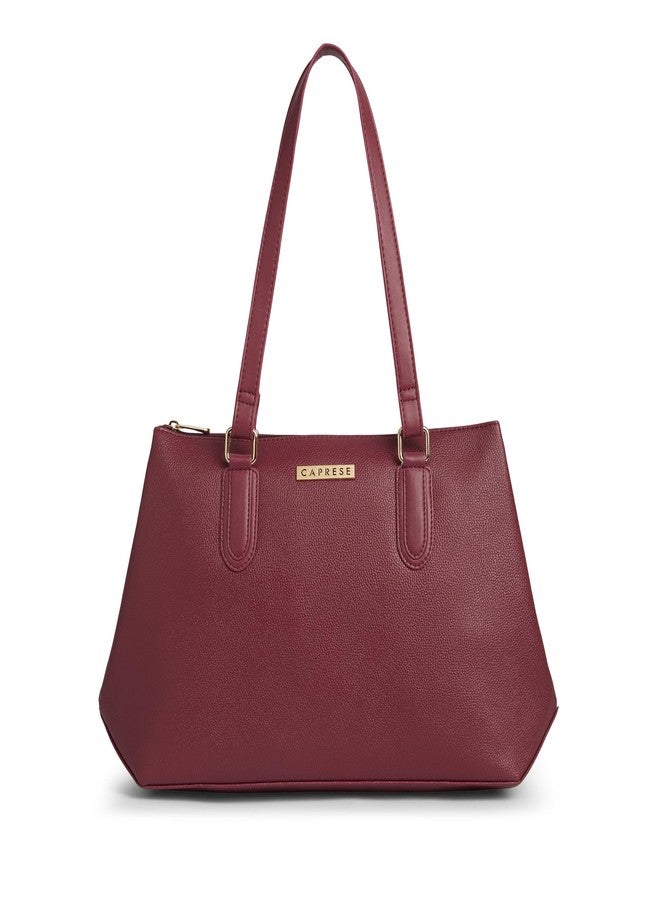 كابريس حقيبة كابريس ميتا الصغيرة للنساء بأحزمة مريحة | حقيبة أنيقة للكتف واليد | تتسع لأجهزة كمبيوتر محمولة حتى 16 بوصة | تصميم متين متعدد الجيوب للعمل والسفر والتسوق (لون أحمر كرزي) - Image 1